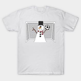 Christmas Football Snowman Soccer Goalkeeper Xmas 2022 T-Shirt